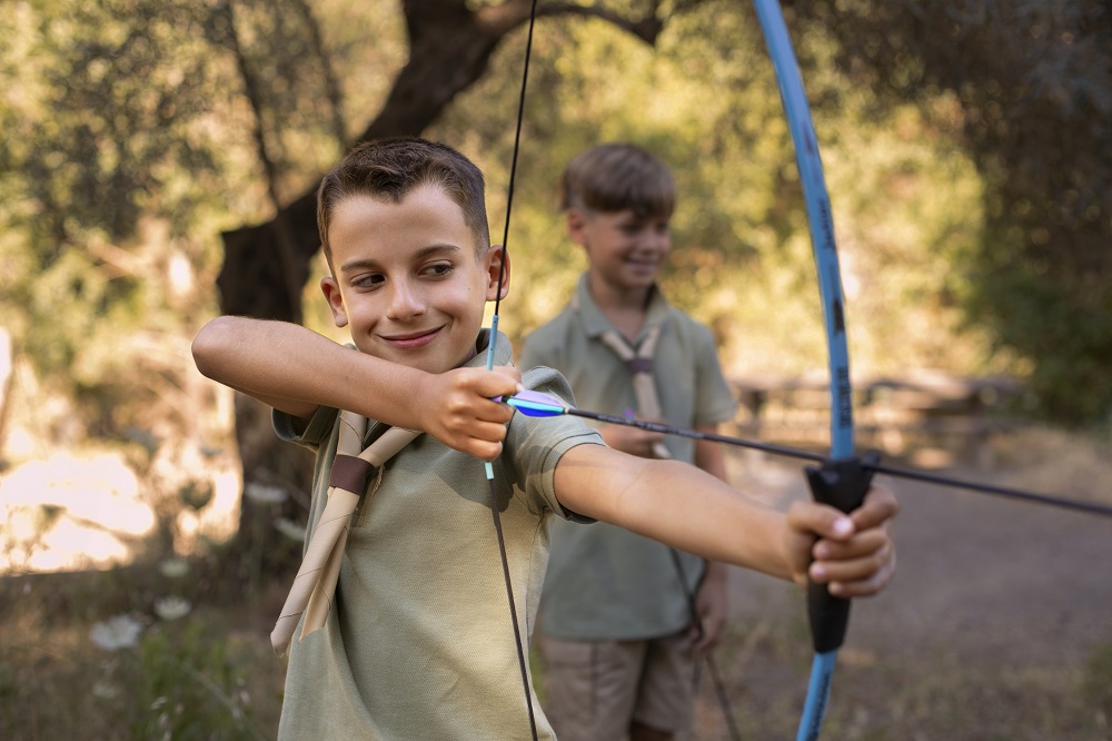 boy scouts spending time nature